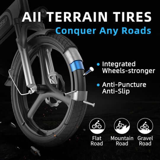 bici elettrica-pieghevole-20 pollici-gomma