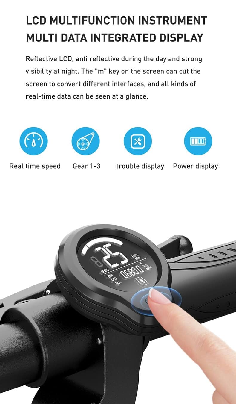 bicicleta eléctrica-plegable-ligera-con-pantalla-LCD