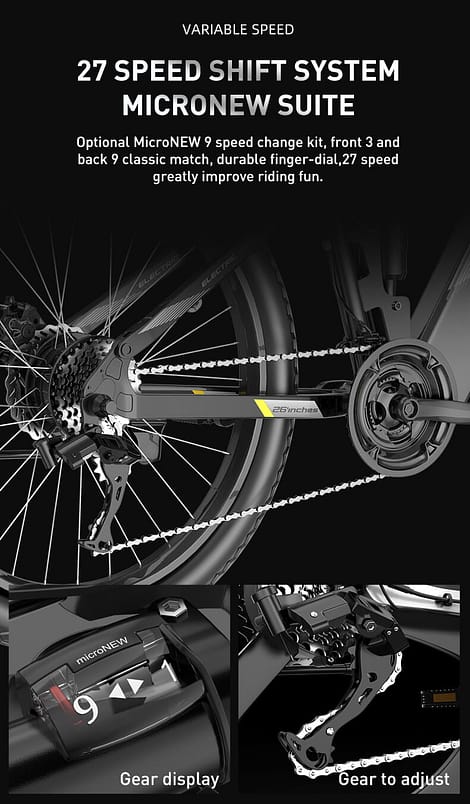 Vélo de montagne électrique à 27 vitesses avec suspension complète