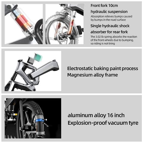 bicicleta plegable-eléctrica-suspensión completa-250W