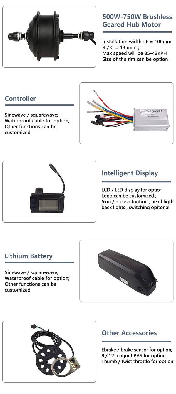 kit de conversión a bicicleta eléctrica con batería de 26 pulgadas